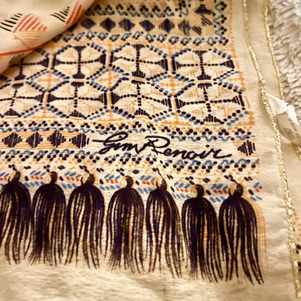 Jim Renoir - Vintage Italian Designer Scarf with gold thread trim​